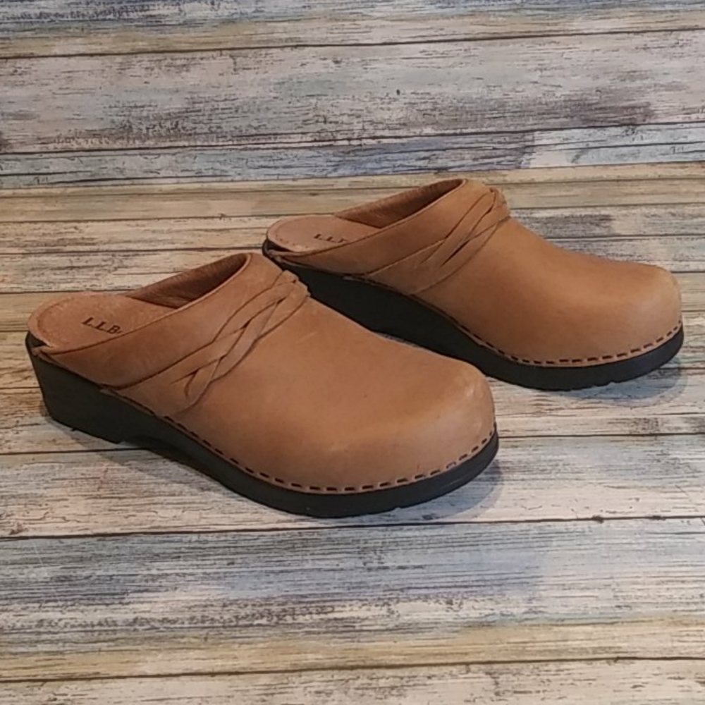 L.L. Bean clogs. Leather uppers.